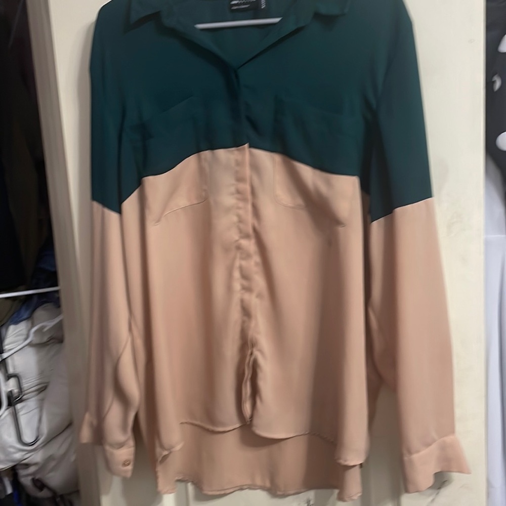 Color block button down shirt